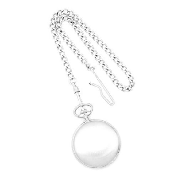 New Charles Hubert Chrome-finish White Skeleton Dial Pocket Watch - Picture 3 of 9